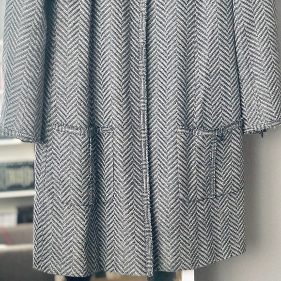 HP! ๐ CHANEL Blue Tweed Jacket Mid-length Coat FR 36 - Picture 4 of 11